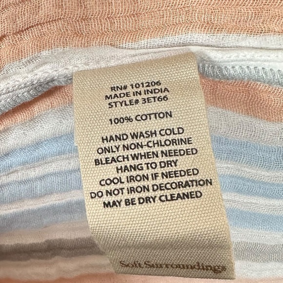 SOFT SURROUNDINGS Striped Gauze Tasseled Midi Smock Dress - Picture 6 of 9